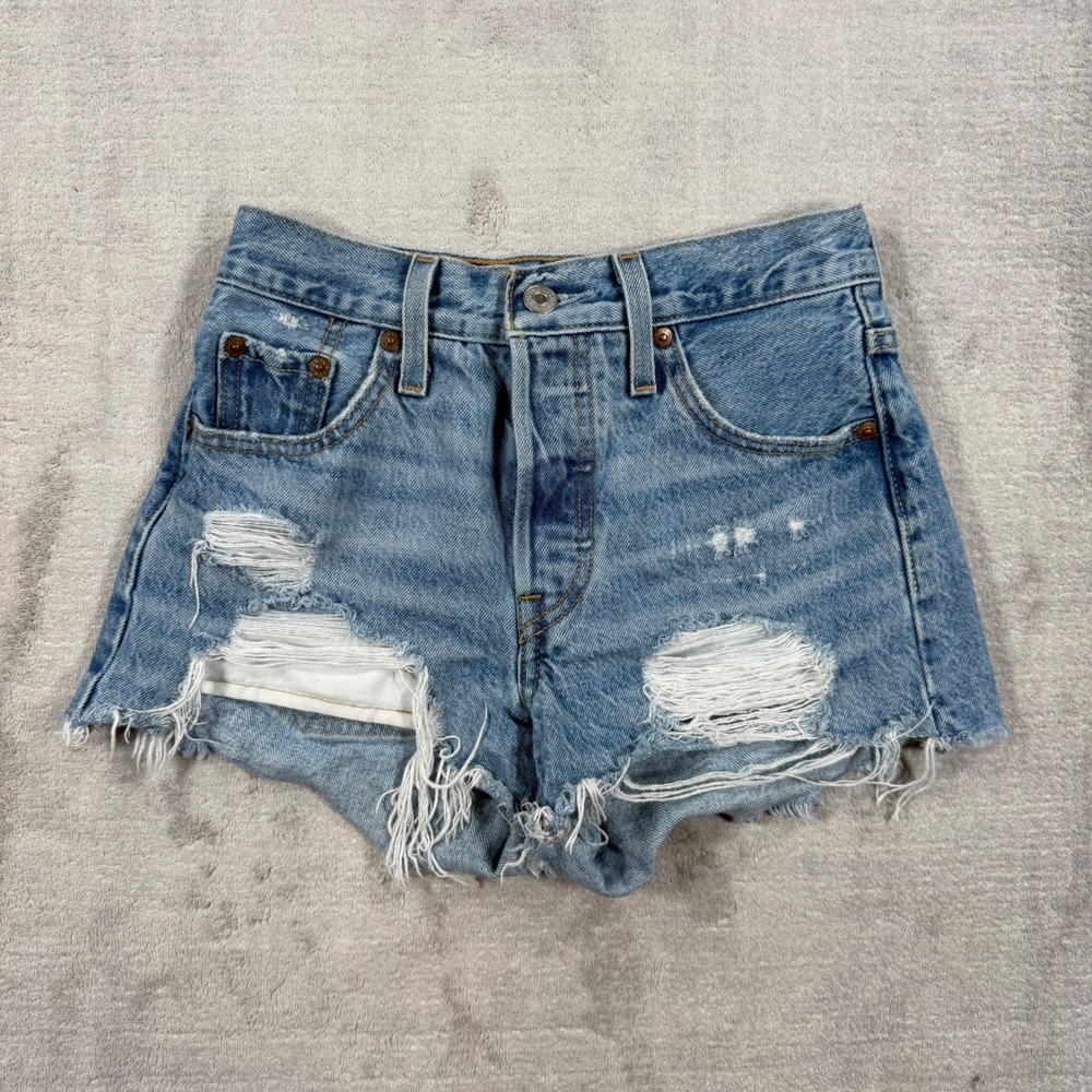 Levi's Shorts Womens 23 Blue 501 Original Denim Distressed Cut Off High Rise